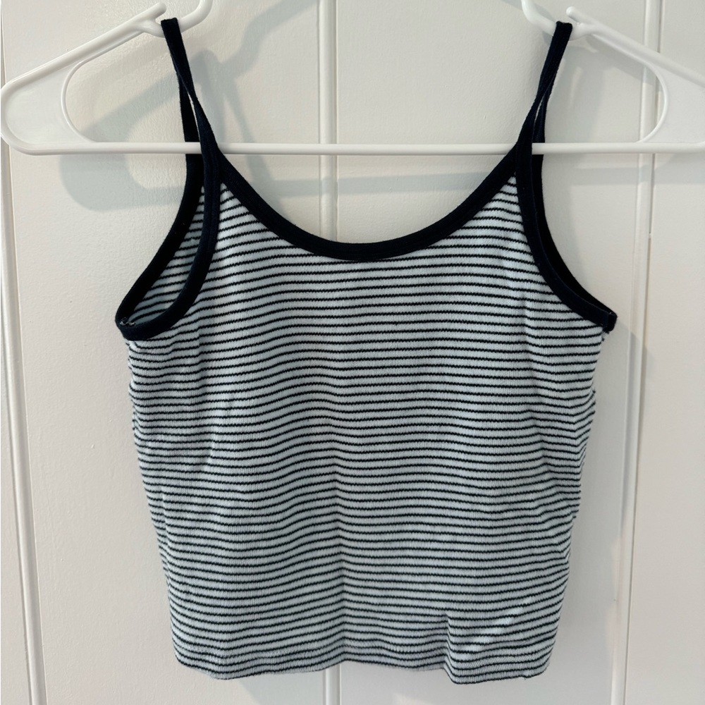 Navy and Blue Pull&Bear Striped Crop Tank